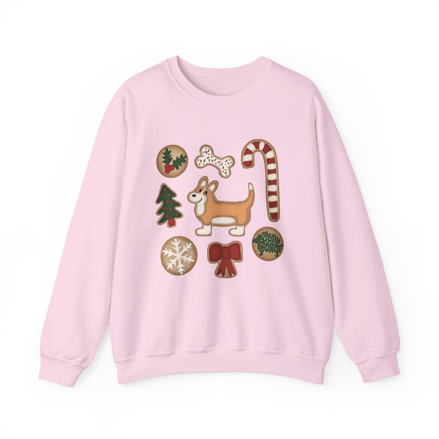 Fawn Corgi Full Tail - Christmas Cookie Crewneck Sweatshirt - The Jolly Corgi