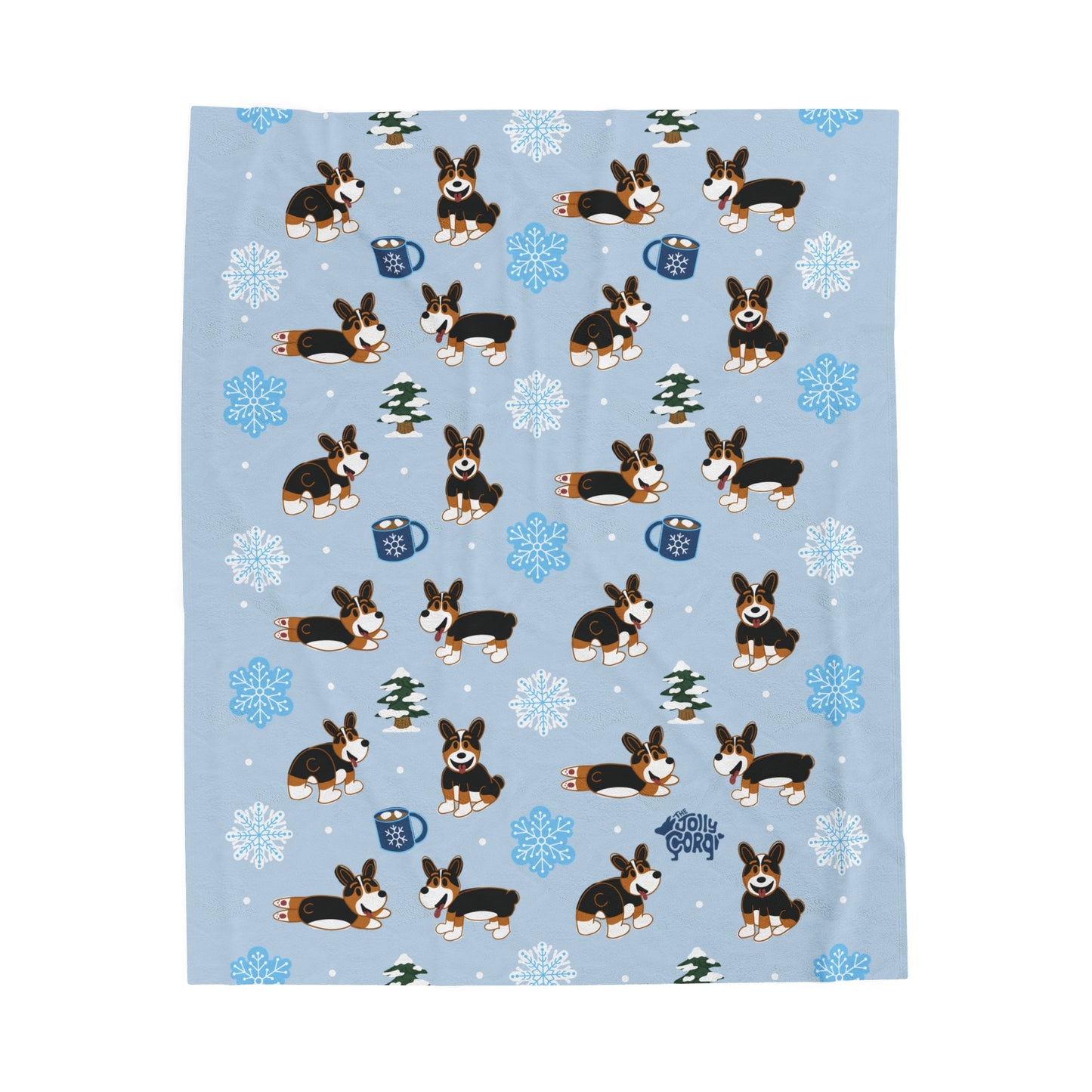 Black Headed Tri Corgi Docked - Winter Velveteen Blanket - The Jolly Corgi