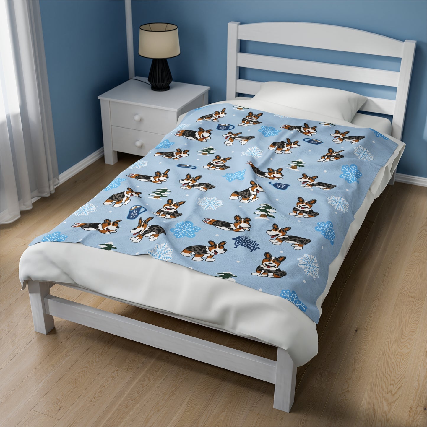 Merle Corgi Docked - Winter Velveteen Blanket - The Jolly Corgi