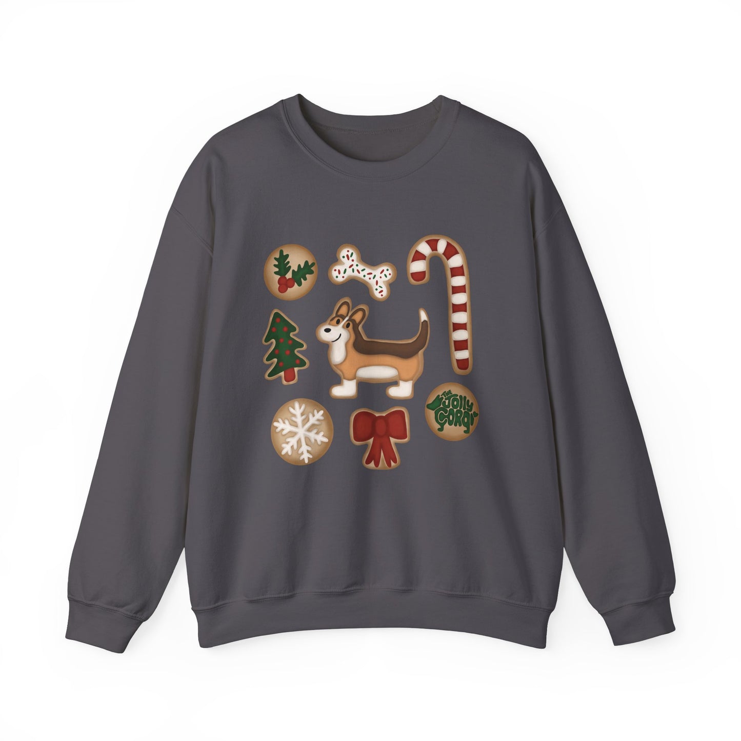 Sable Corgi Full Tail - Christmas Cookie Crewneck Sweatshirt - The Jolly Corgi