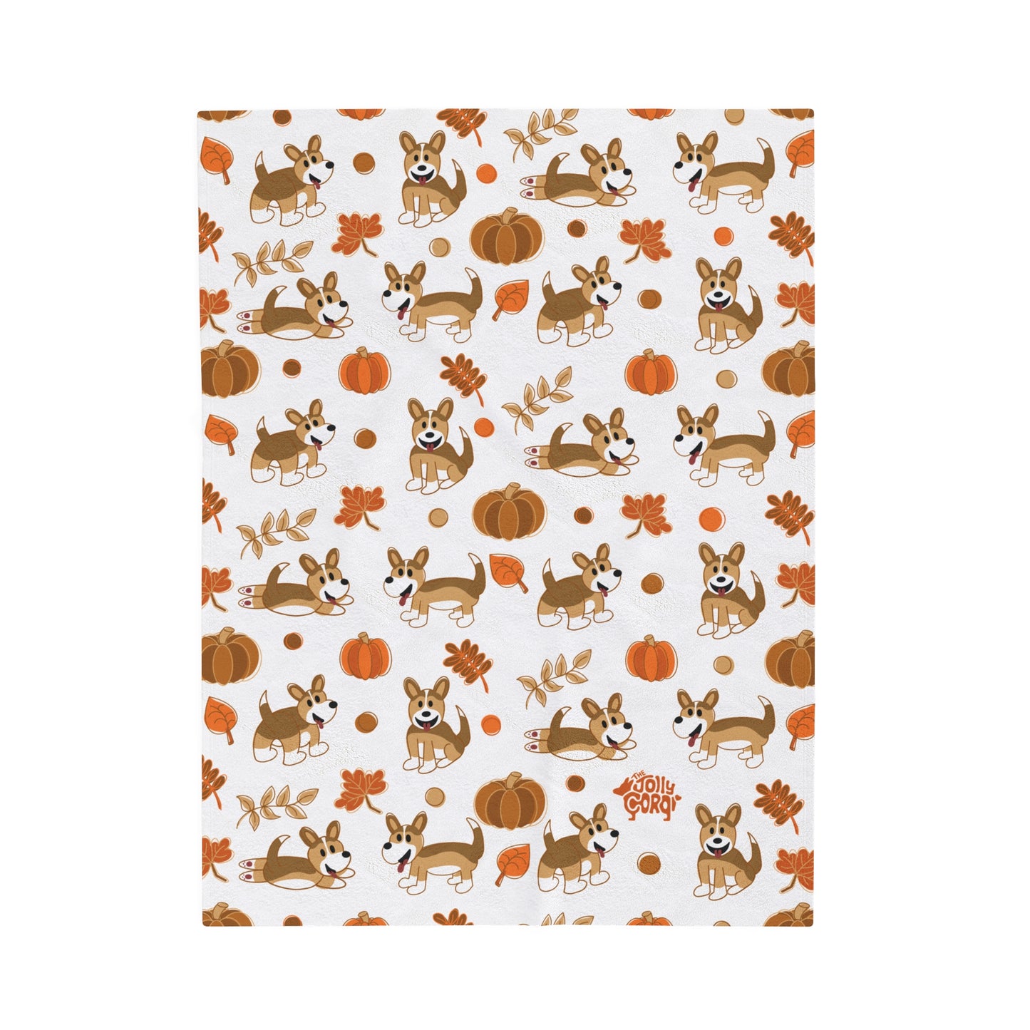 Sable Corgi Full Tail - White Autumn Velveteen Blanket - The Jolly Corgi
