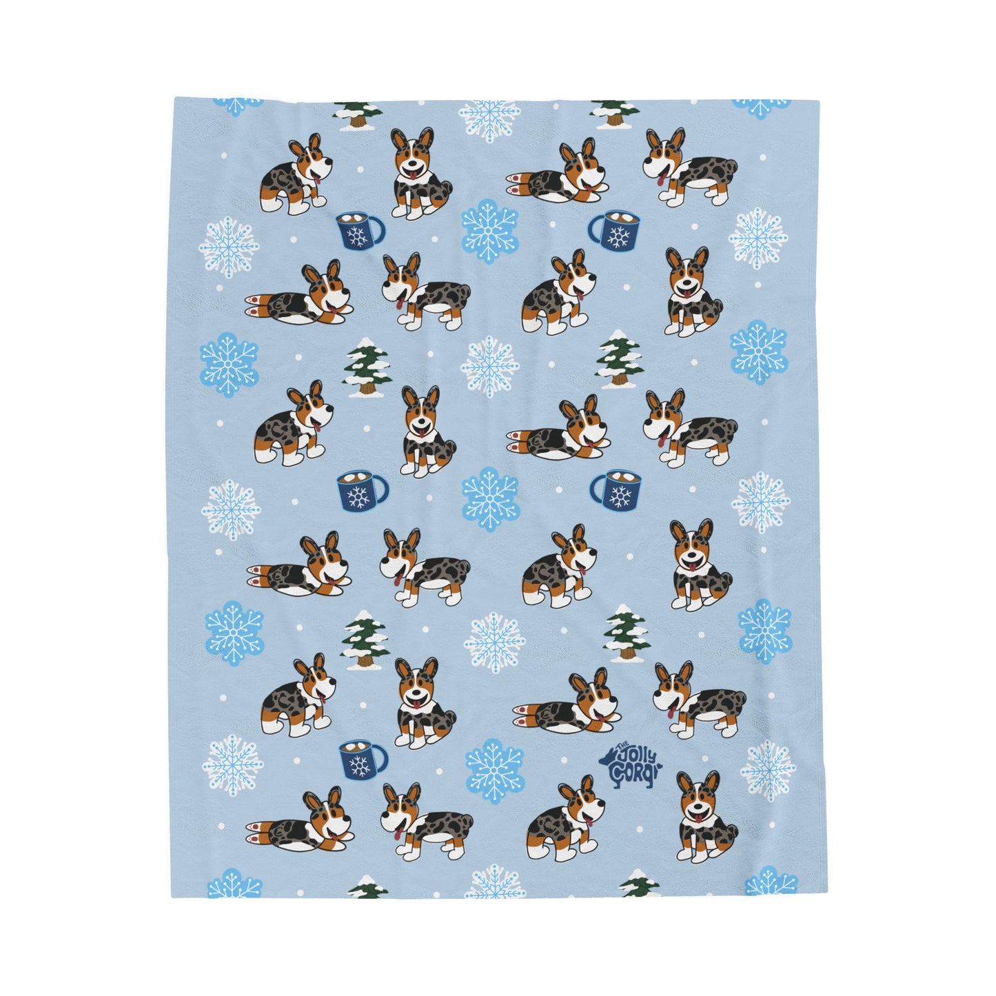 Merle Corgi Docked - Winter Velveteen Blanket - The Jolly Corgi