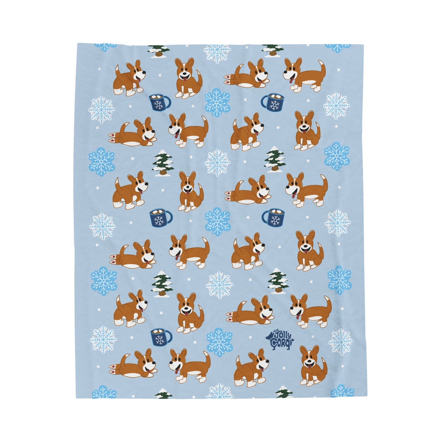 Red and White Corgi Full Tail - Winter Velveteen Blanket - The Jolly Corgi