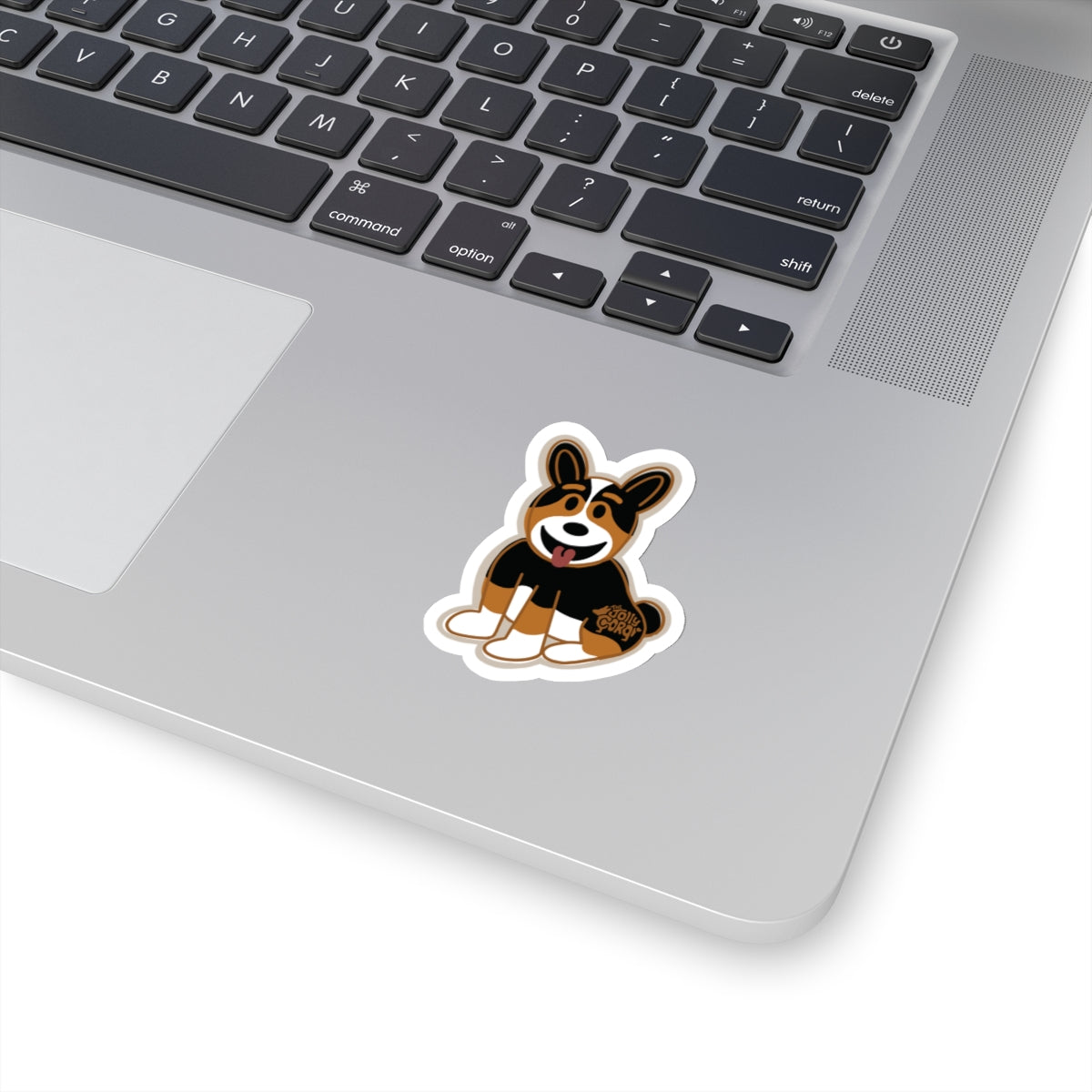 Black Headed Tri Corgi Docked Tail - Vinyl Sticker - The Jolly Corgi