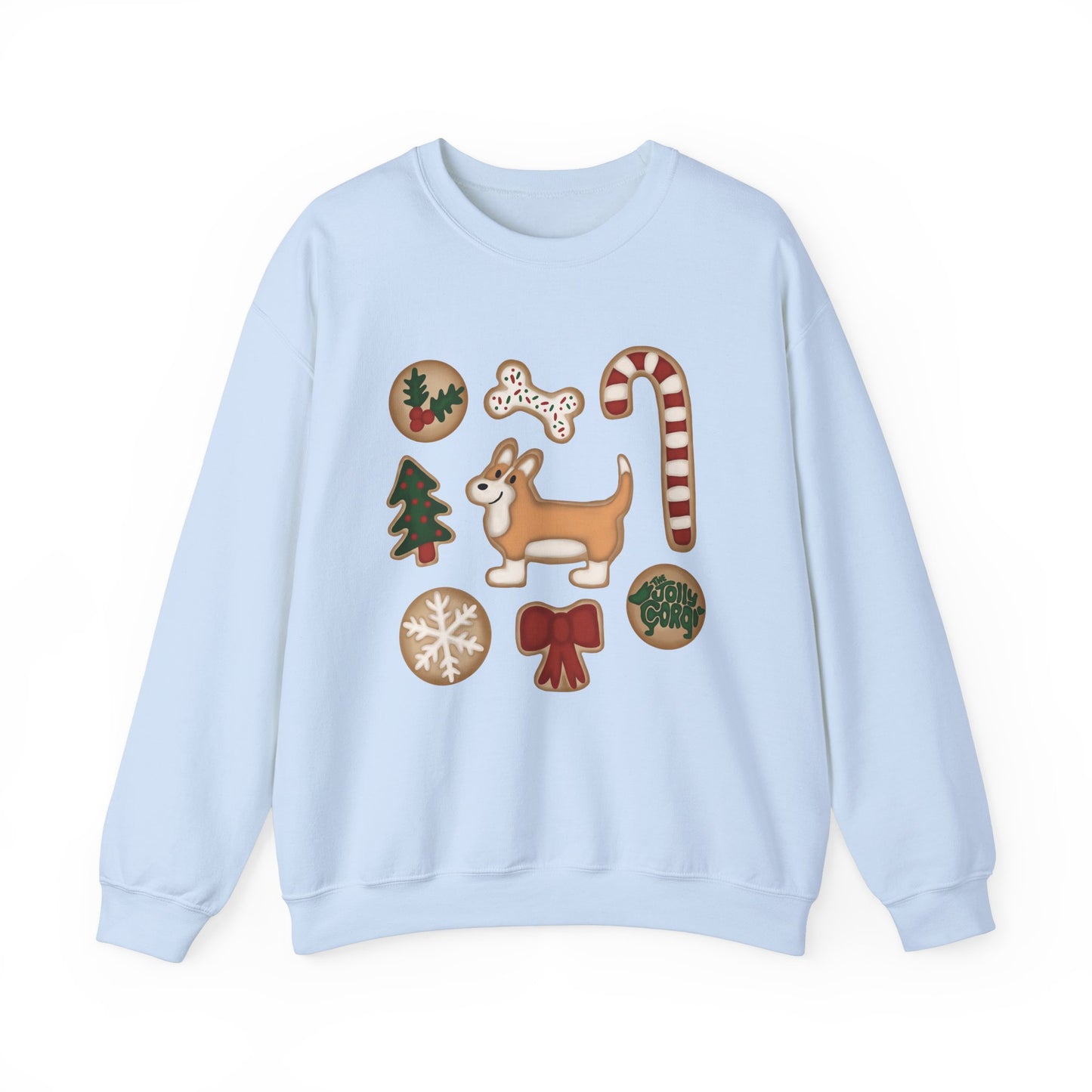 Fawn Corgi Full Tail - Christmas Cookie Crewneck Sweatshirt - The Jolly Corgi