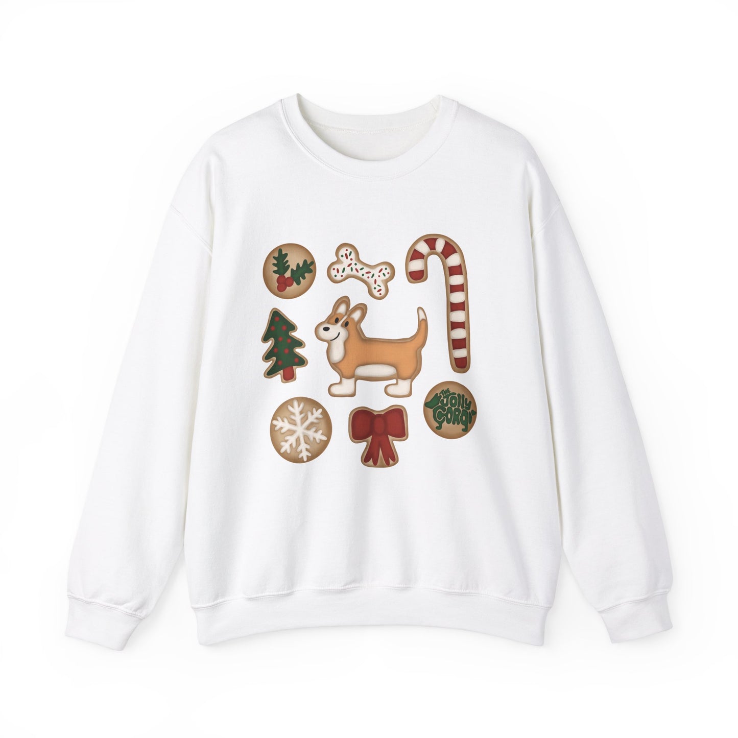 Fawn Corgi Full Tail - Christmas Cookie Crewneck Sweatshirt - The Jolly Corgi