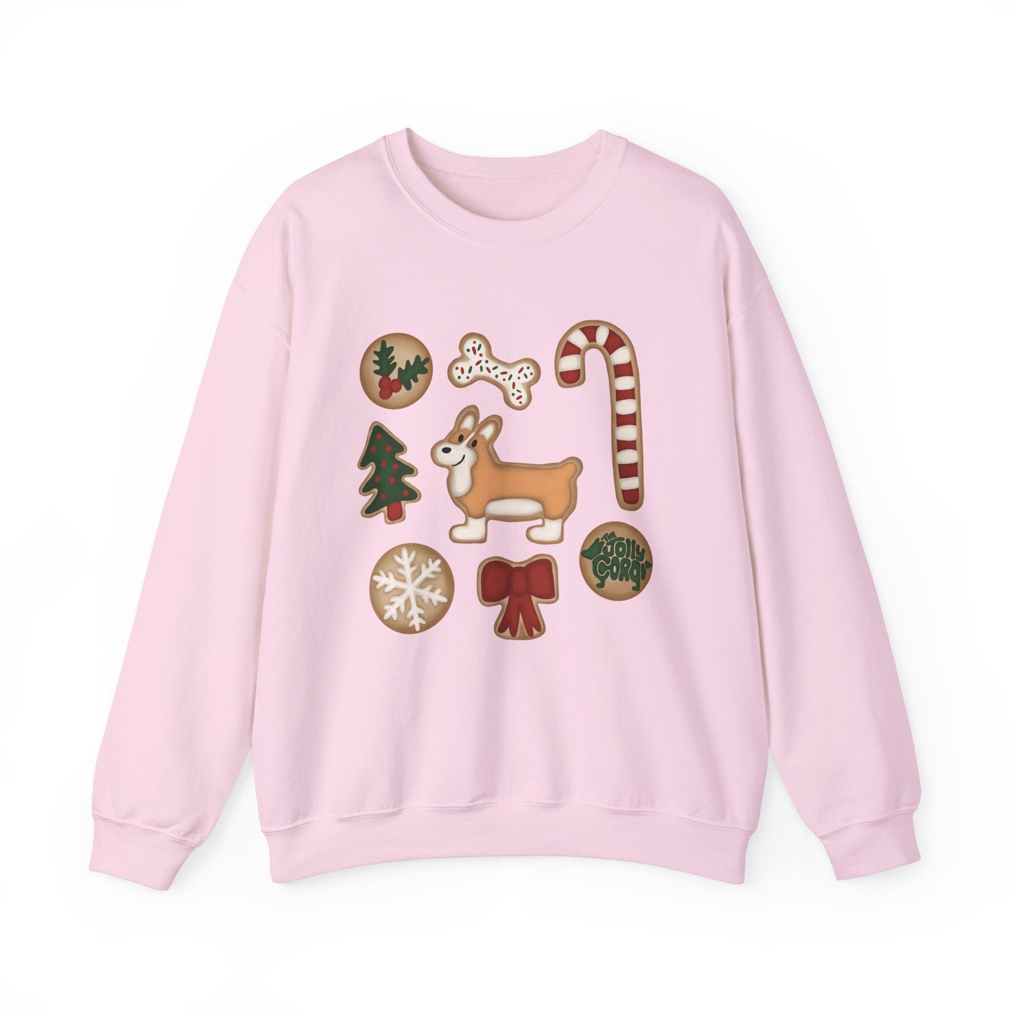 Fawn Corgi Docked - Christmas Cookie Crewneck Sweatshirt - The Jolly Corgi