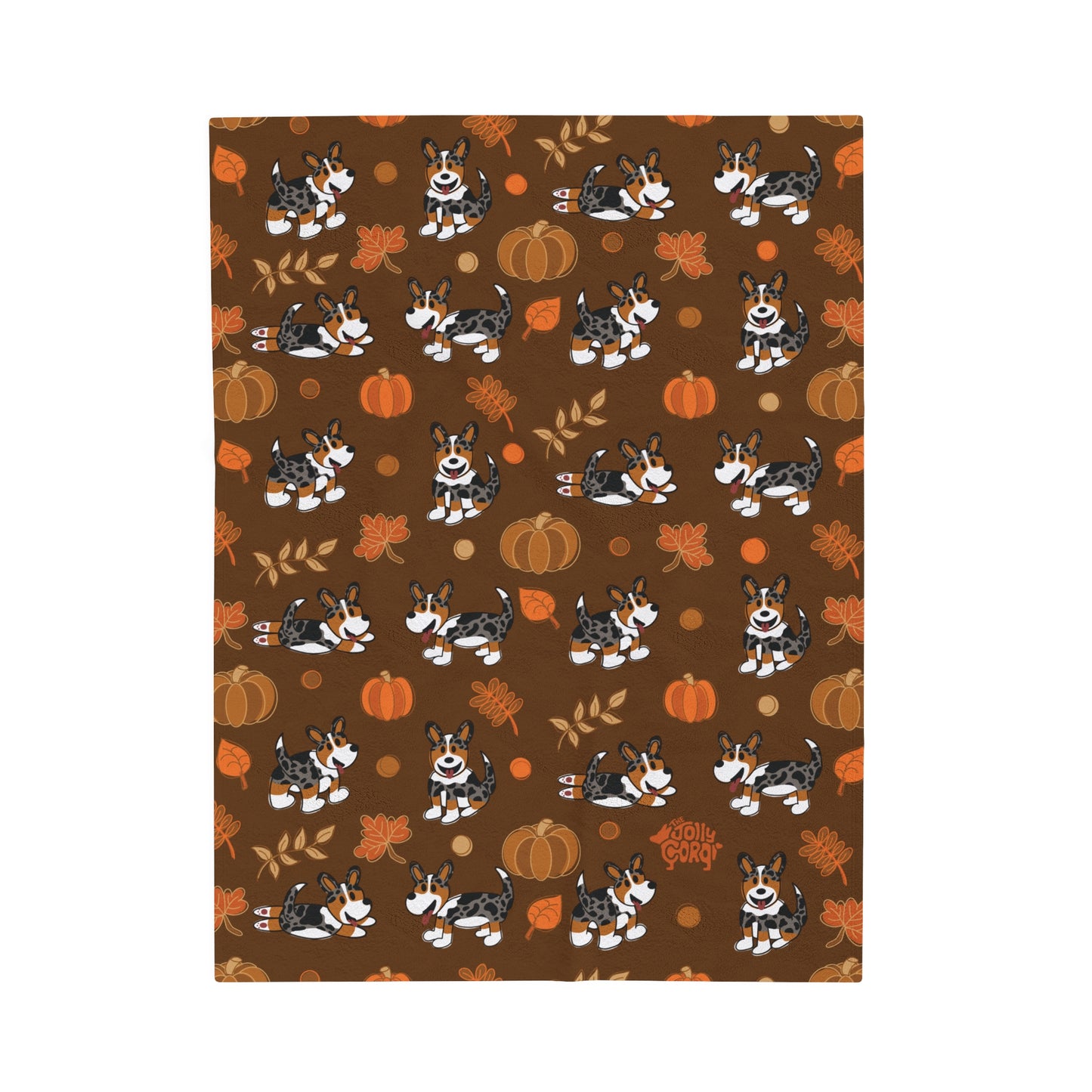 Merle Corgi Full Tail - Brown Autumn Velveteen Blanket - The Jolly Corgi