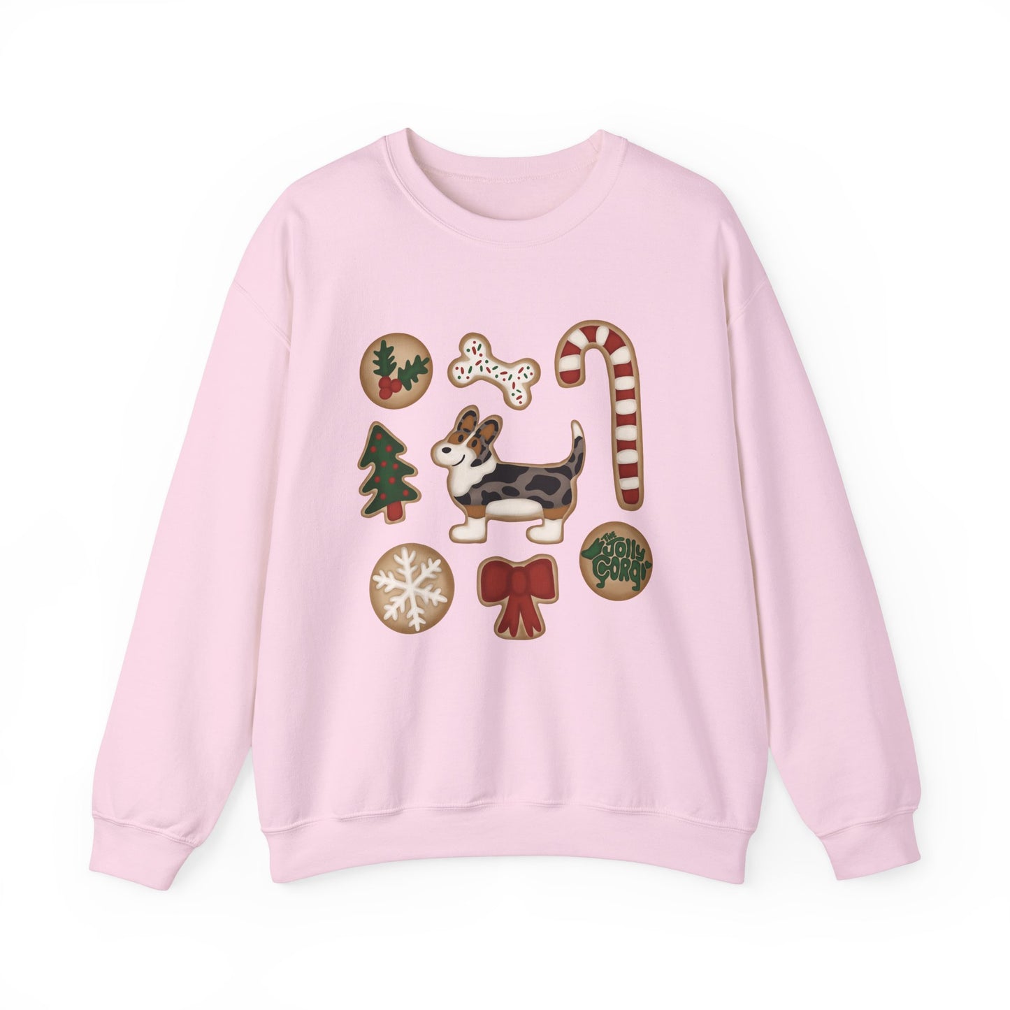 Merle Corgi Full Tail - Christmas Cookie Crewneck Sweatshirt - The Jolly Corgi