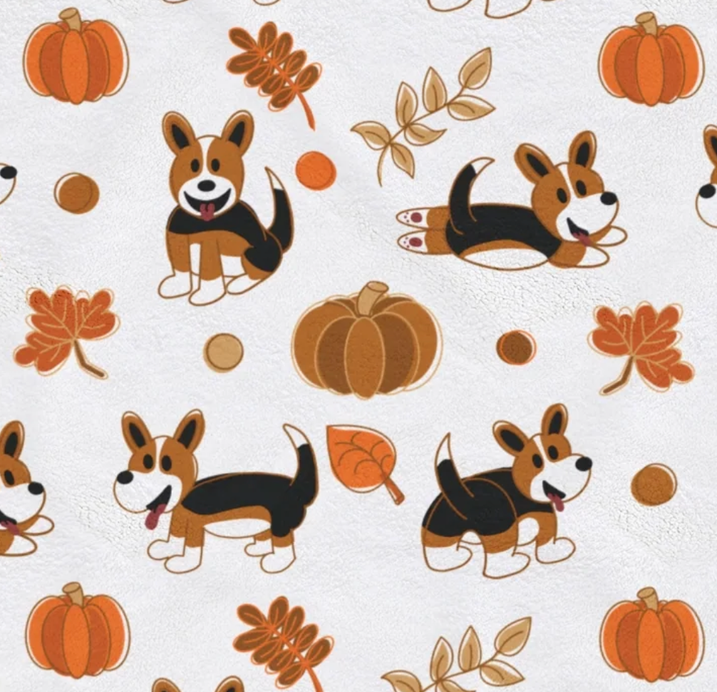 Red Headed Tri Corgi Autumn Blankets