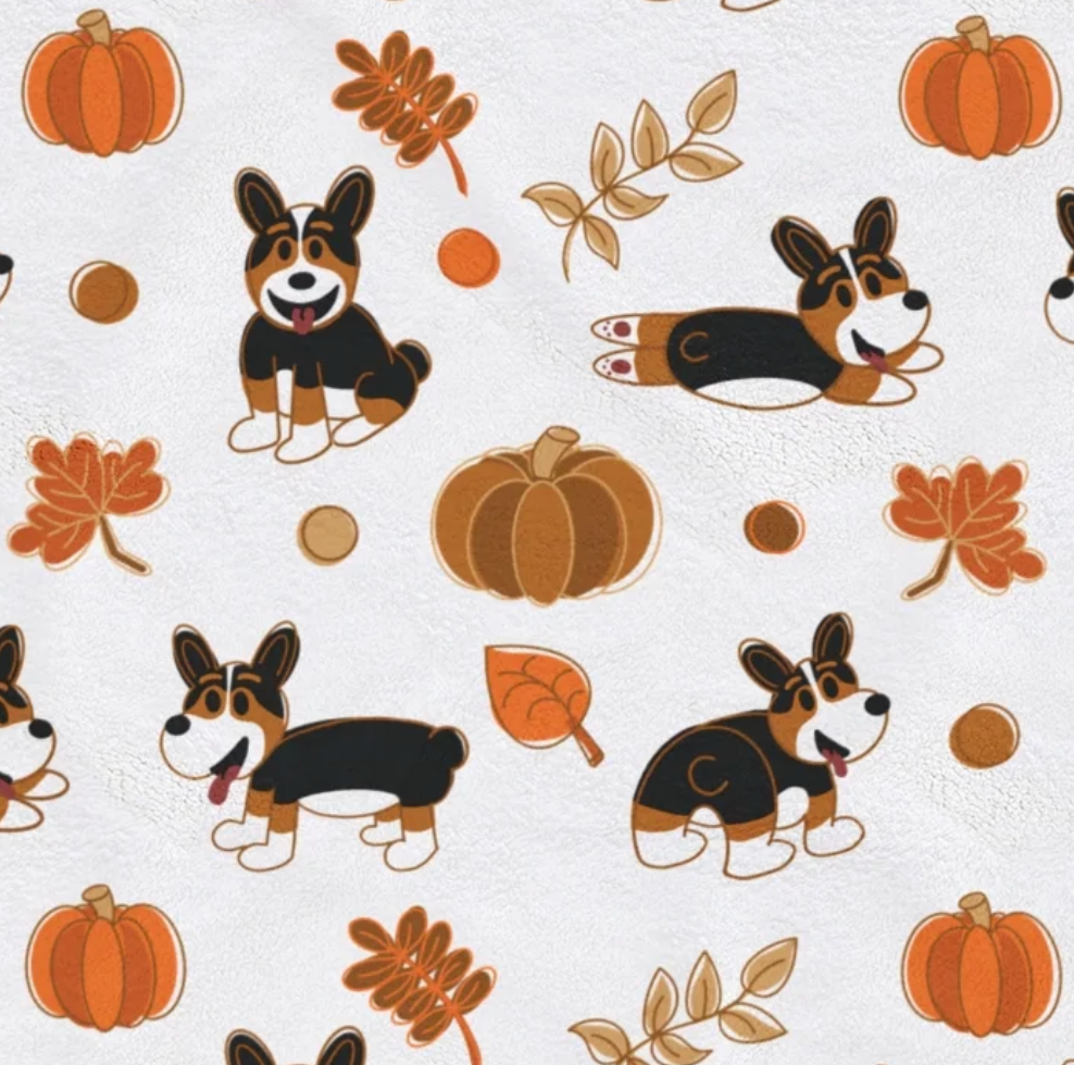 Black Headed Tri Corgi Autumn Blankets