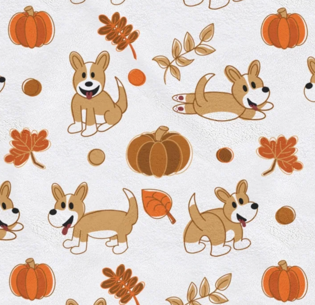 Fawn Corgi Autumn Blankets