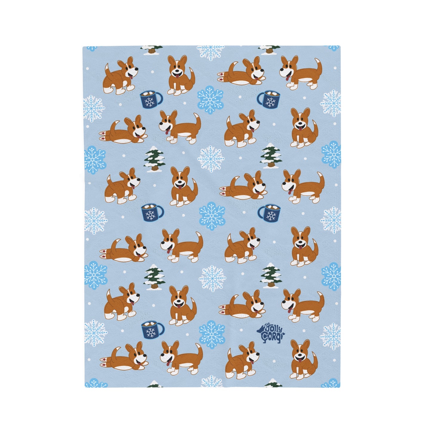 Red and White Corgi Full Tail - Winter Velveteen Blanket - The Jolly Corgi