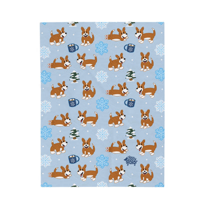 Red and White Corgi Full Tail - Winter Velveteen Blanket - The Jolly Corgi