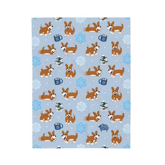 Red and White Corgi Full Tail - Winter Velveteen Blanket - The Jolly Corgi