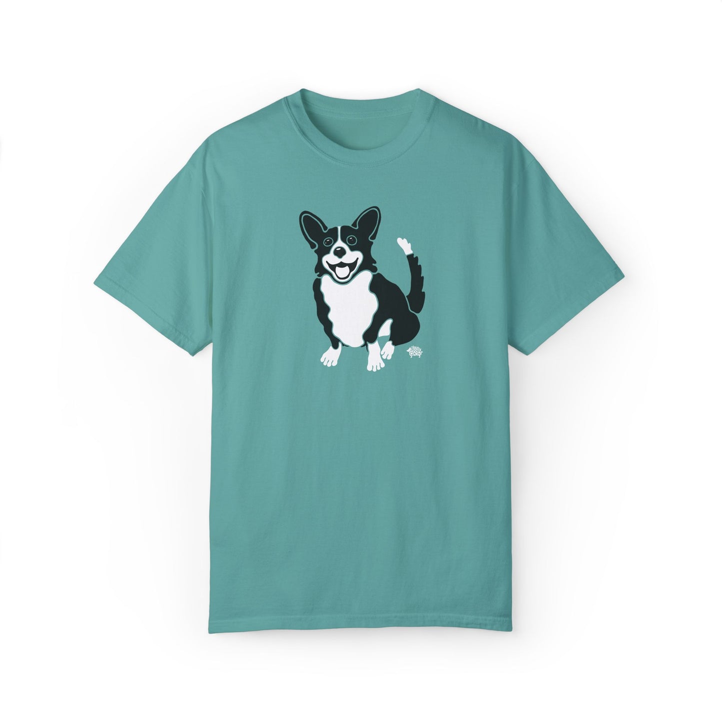 Black Corgi With Tail - Comfort Colors Shirt - The Jolly Corgi