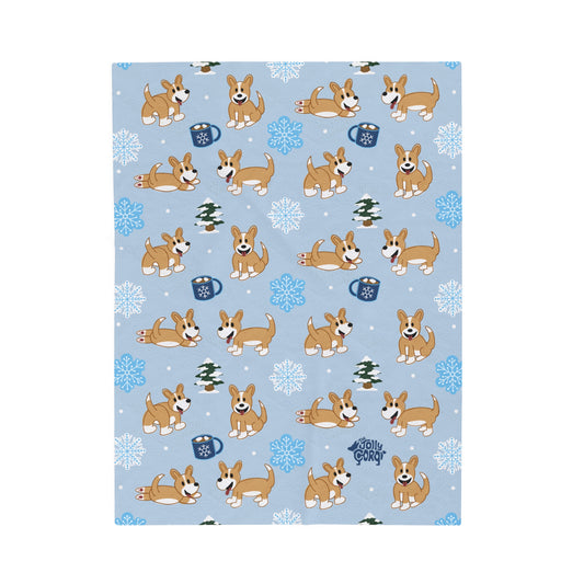 Fawn Corgi Full Tail - Winter Velveteen Blanket - The Jolly Corgi