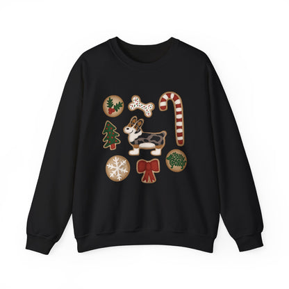 Merle Corgi Docked - Christmas Cookie Crewneck Sweatshirt - The Jolly Corgi