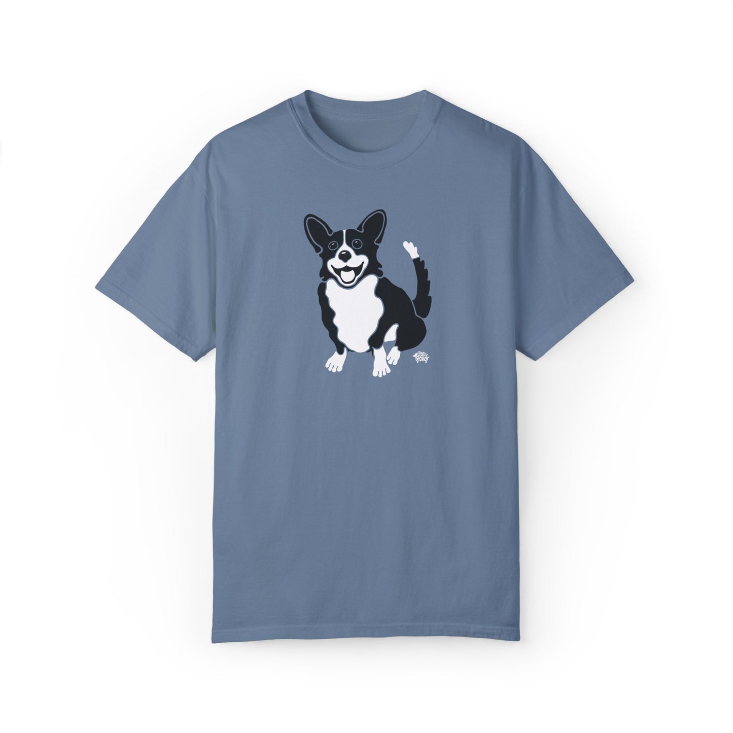 Black Corgi With Tail - Comfort Colors Shirt - The Jolly Corgi