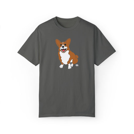 Red and White Corgi Docked - Comfort Colors Shirt - The Jolly Corgi