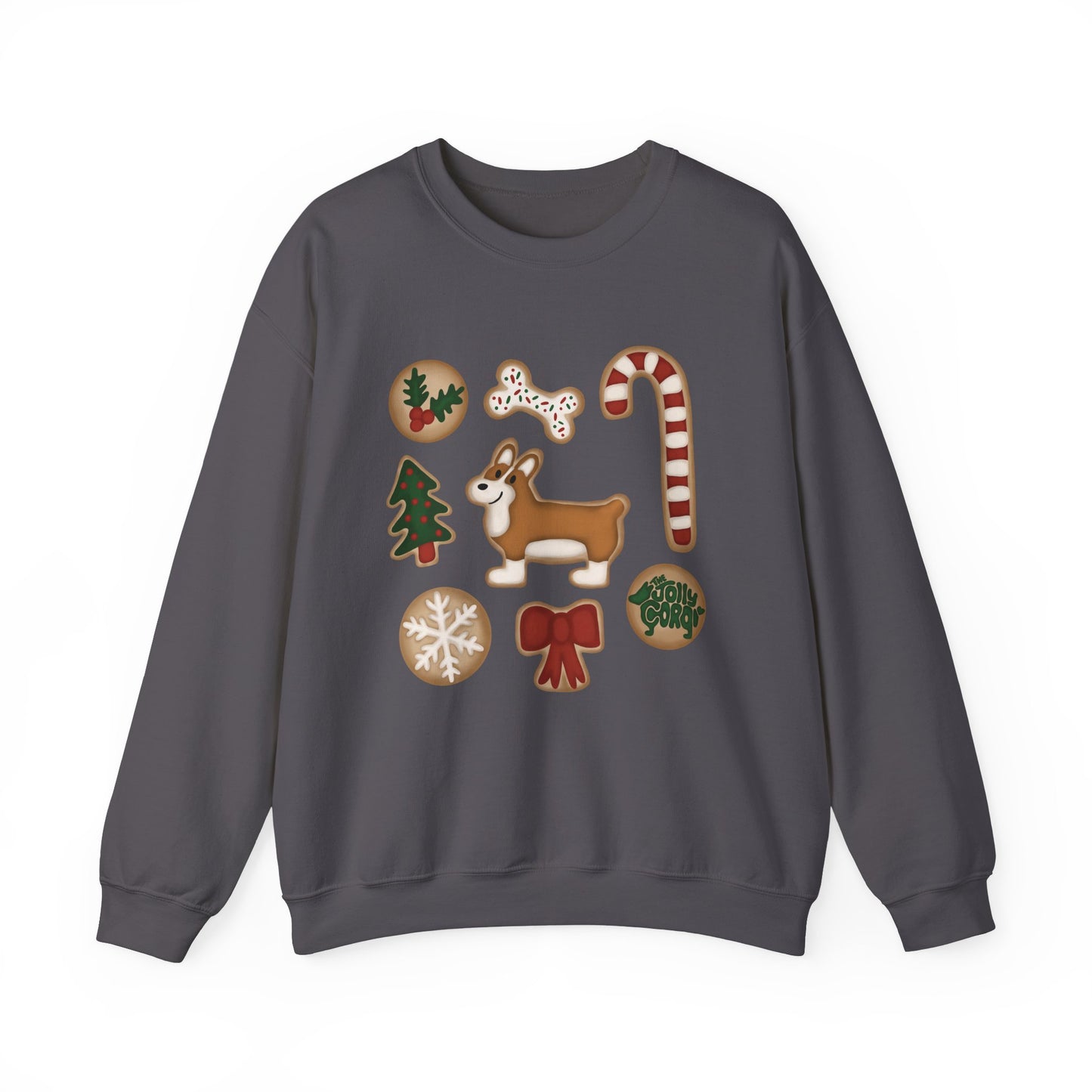 Red And White Corgi Docked - Christmas Cookie Crewneck Sweatshirt - The Jolly Corgi