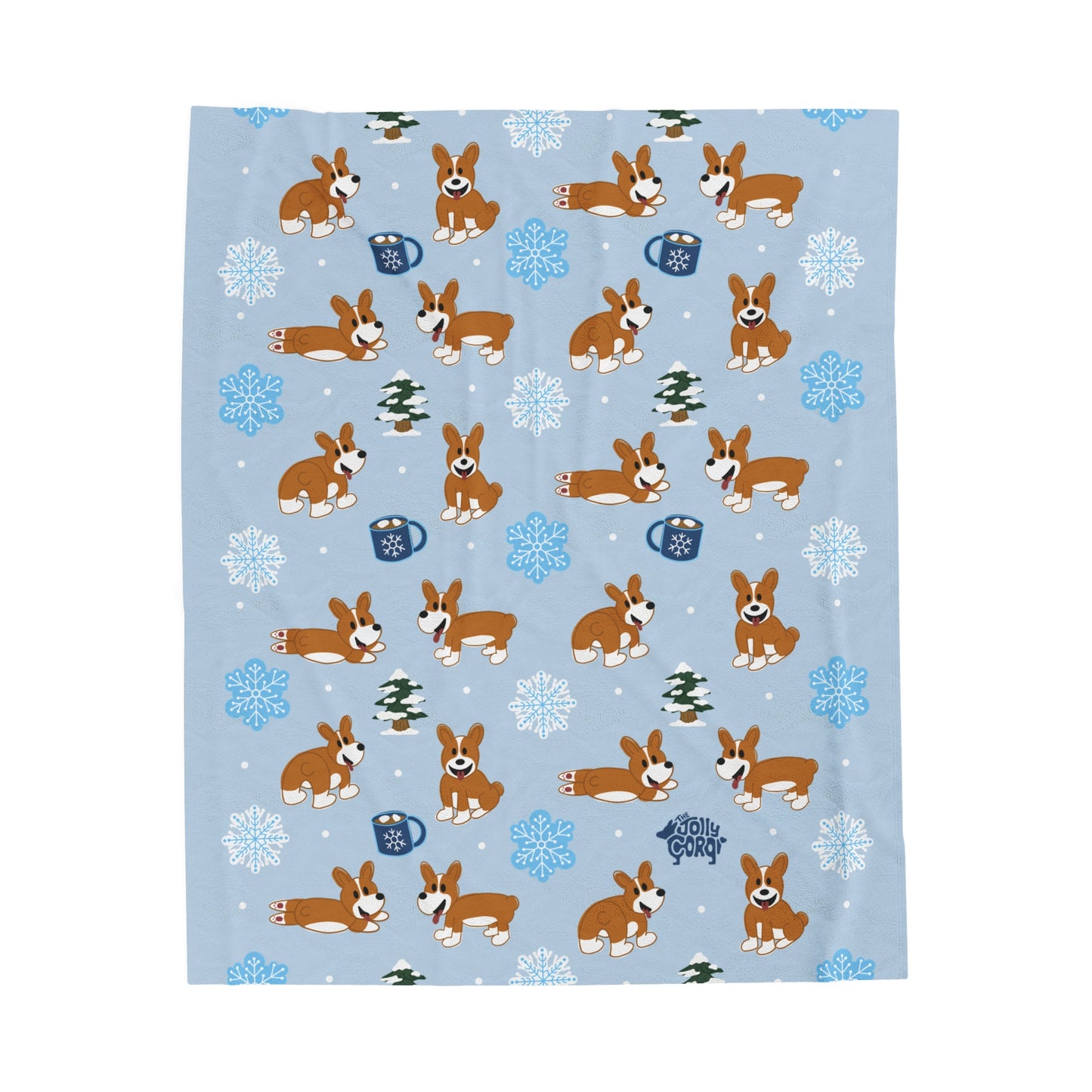 Red and White Corgi Docked - Winter Velveteen Blanket - The Jolly Corgi