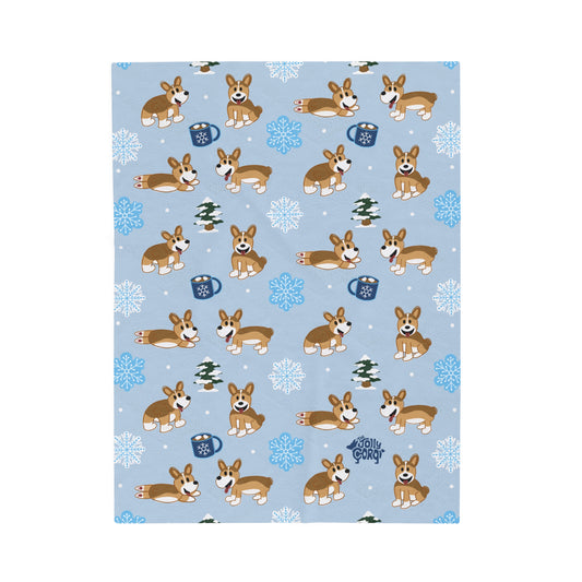 Sable Corgi Docked - Winter Velveteen Blanket - The Jolly Corgi