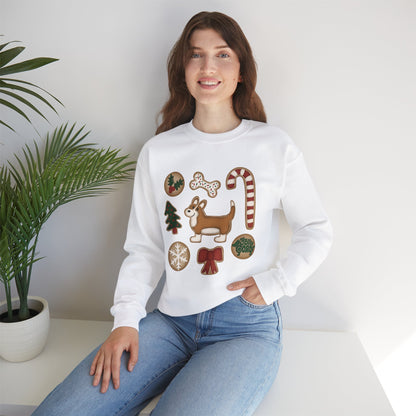 Red And White Corgi Full Tail - Christmas Cookie Crewneck Sweatshirt - The Jolly Corgi