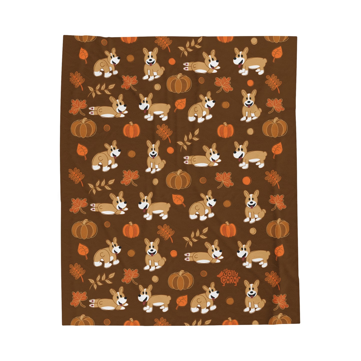 Fawn Corgi Docked Tail - Brown Autumn Velveteen Blanket - The Jolly Corgi