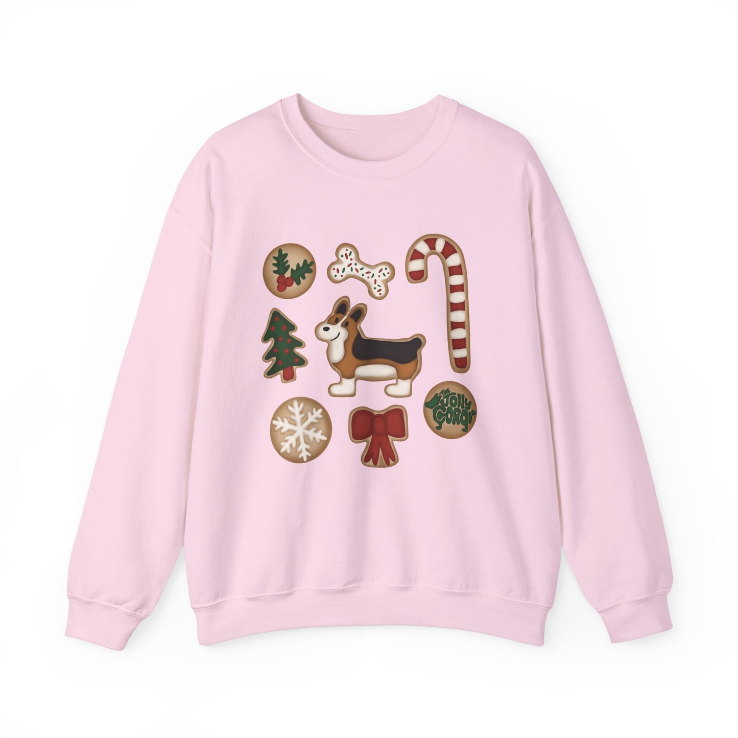 Red Headed Tri Corgi Docked - Christmas Cookie Crewneck Sweatshirt - The Jolly Corgi