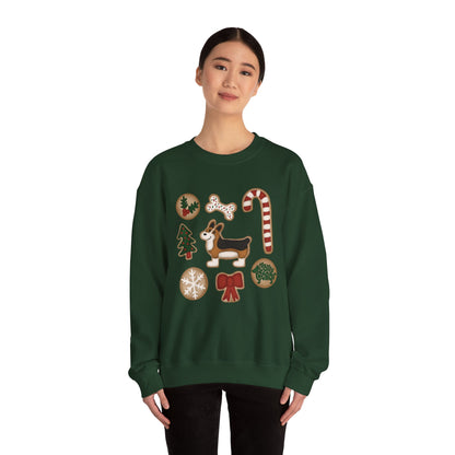 Red Headed Tri Corgi Docked - Christmas Cookie Crewneck Sweatshirt - The Jolly Corgi