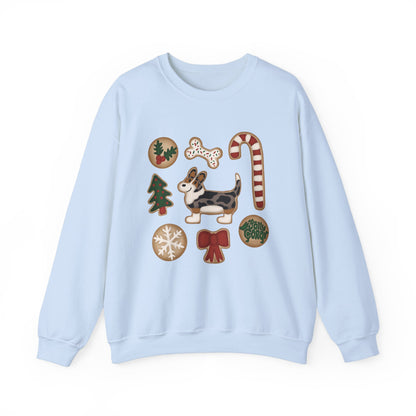 Merle Corgi Full Tail - Christmas Cookie Crewneck Sweatshirt - The Jolly Corgi