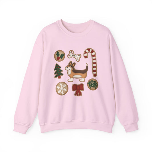 Sable Corgi Full Tail - Christmas Cookie Crewneck Sweatshirt - The Jolly Corgi