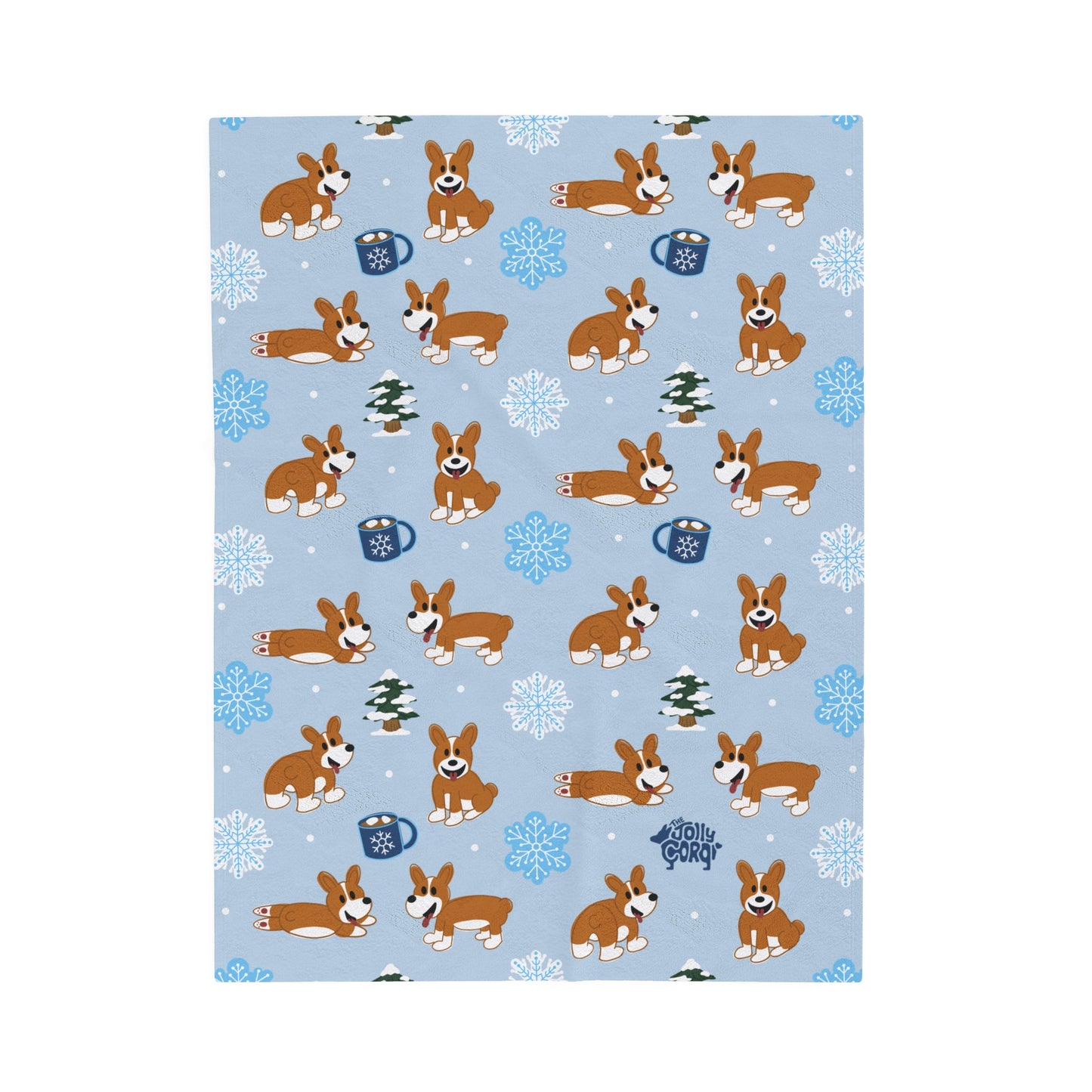 Red and White Corgi Docked - Winter Velveteen Blanket - The Jolly Corgi