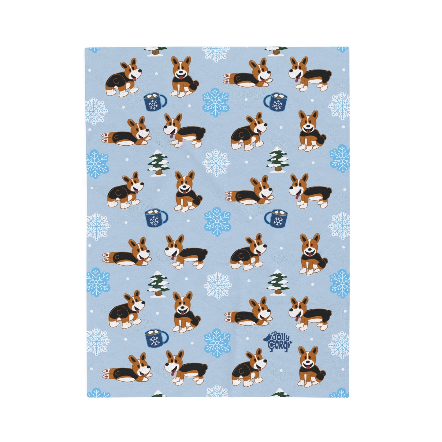 Red Headed Tri Corgi Docked - Winter Velveteen Blanket - The Jolly Corgi