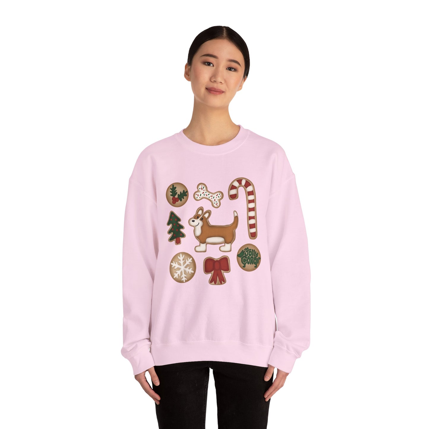 Red And White Corgi Full Tail - Christmas Cookie Crewneck Sweatshirt - The Jolly Corgi