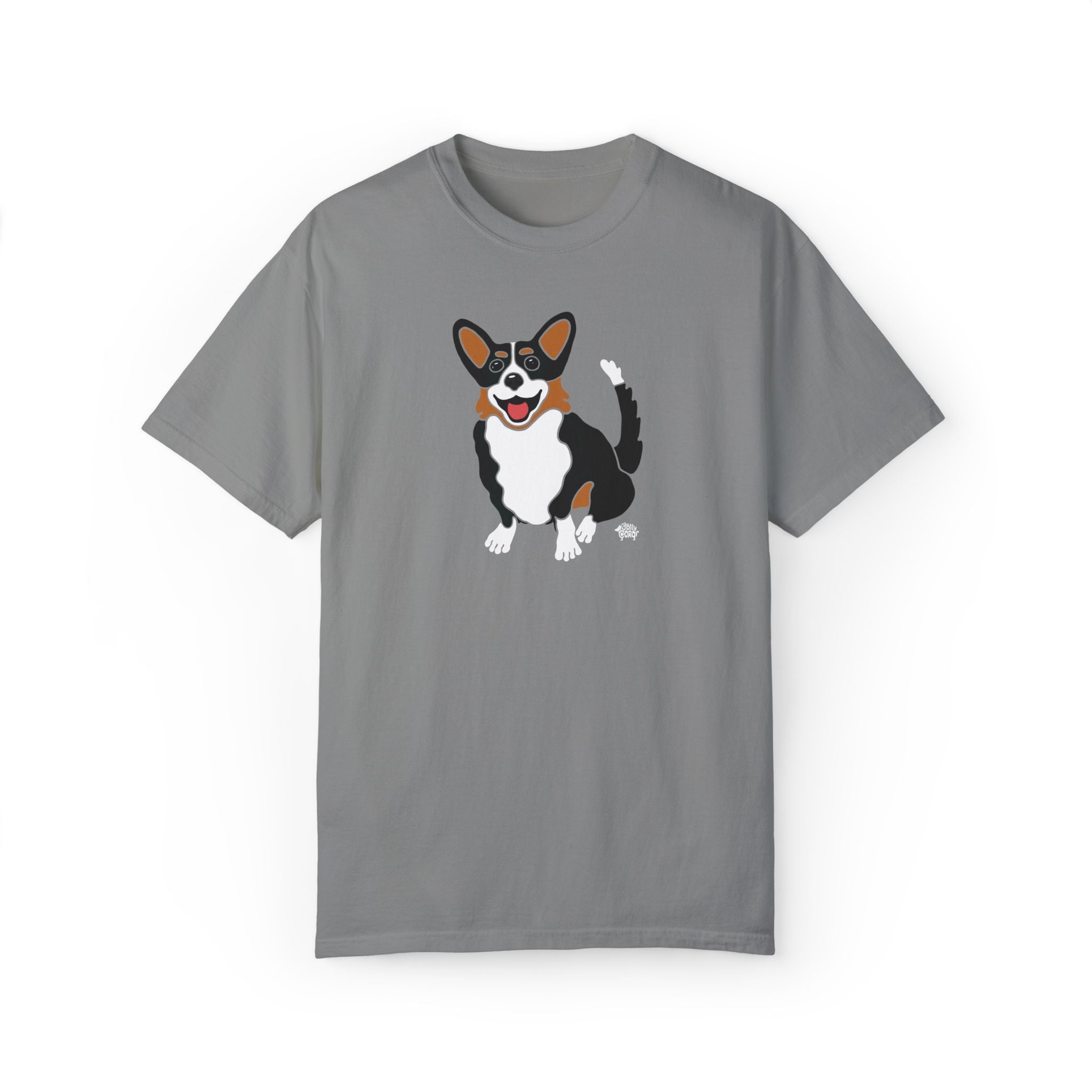 Black Headed Tri Color Corgi With Tail - Comfort Colors Shirt
