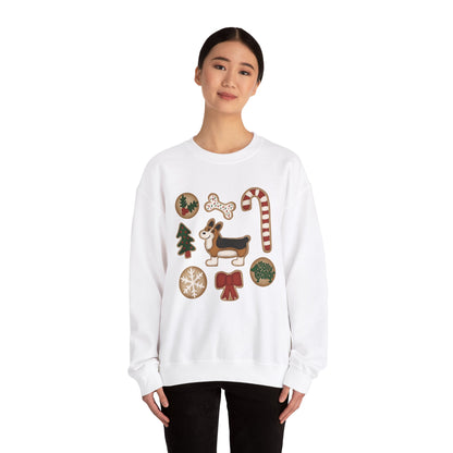 Red Headed Tri Corgi Docked - Christmas Cookie Crewneck Sweatshirt - The Jolly Corgi