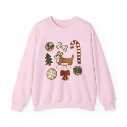 Red And White Corgi Full Tail - Christmas Cookie Crewneck Sweatshirt - The Jolly Corgi