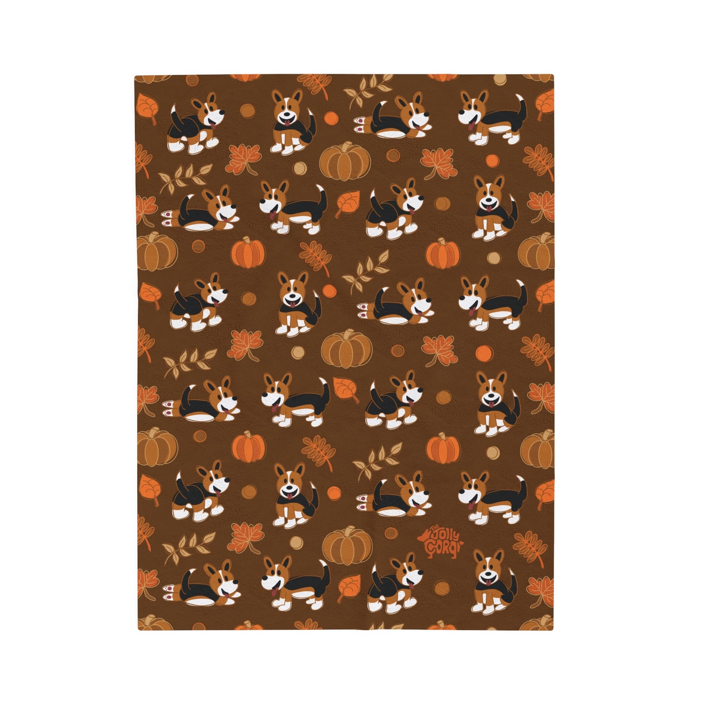 Red Headed Tri Corgi Full Tail - Brown Autumn Velveteen Blanket - The Jolly Corgi