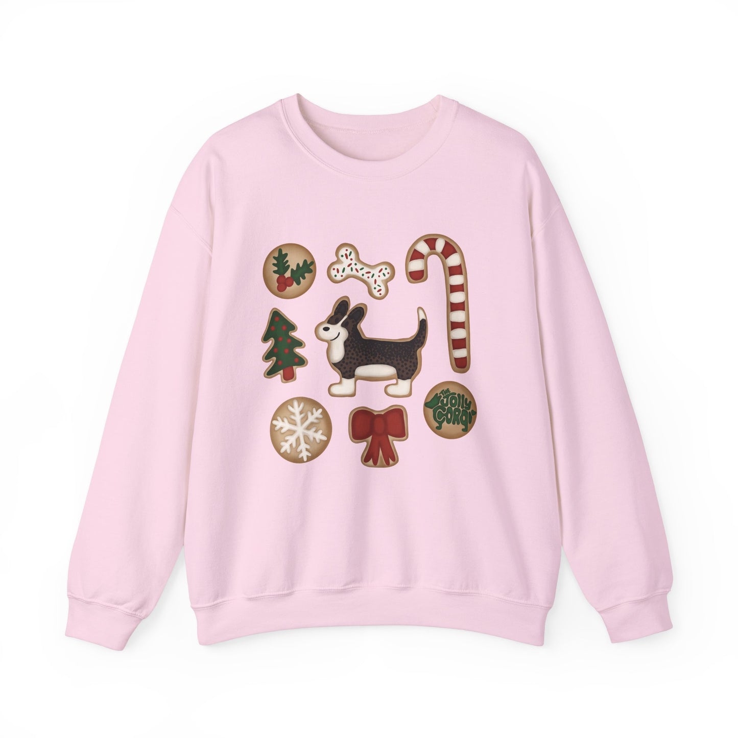 Brindle Corgi Full Tail - Christmas Cookie Crewneck Sweatshirt - The Jolly Corgi