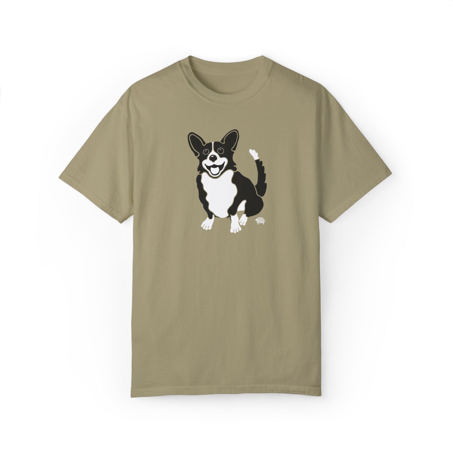 Black Corgi With Tail - Comfort Colors Shirt - The Jolly Corgi
