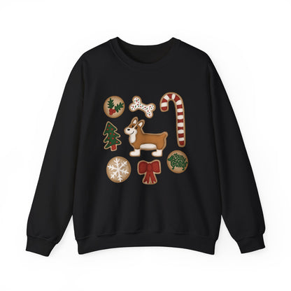 Red And White Corgi Docked - Christmas Cookie Crewneck Sweatshirt - The Jolly Corgi