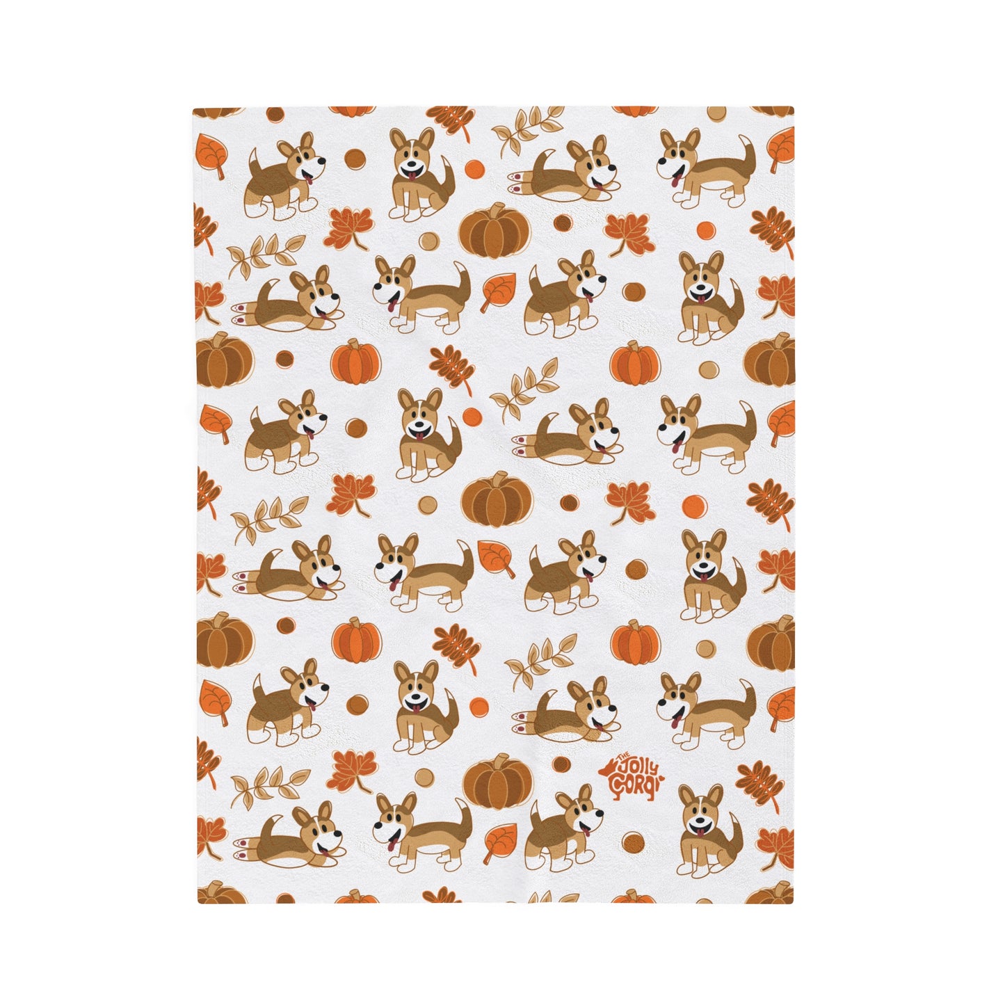 Sable Corgi Full Tail - White Autumn Velveteen Blanket - The Jolly Corgi