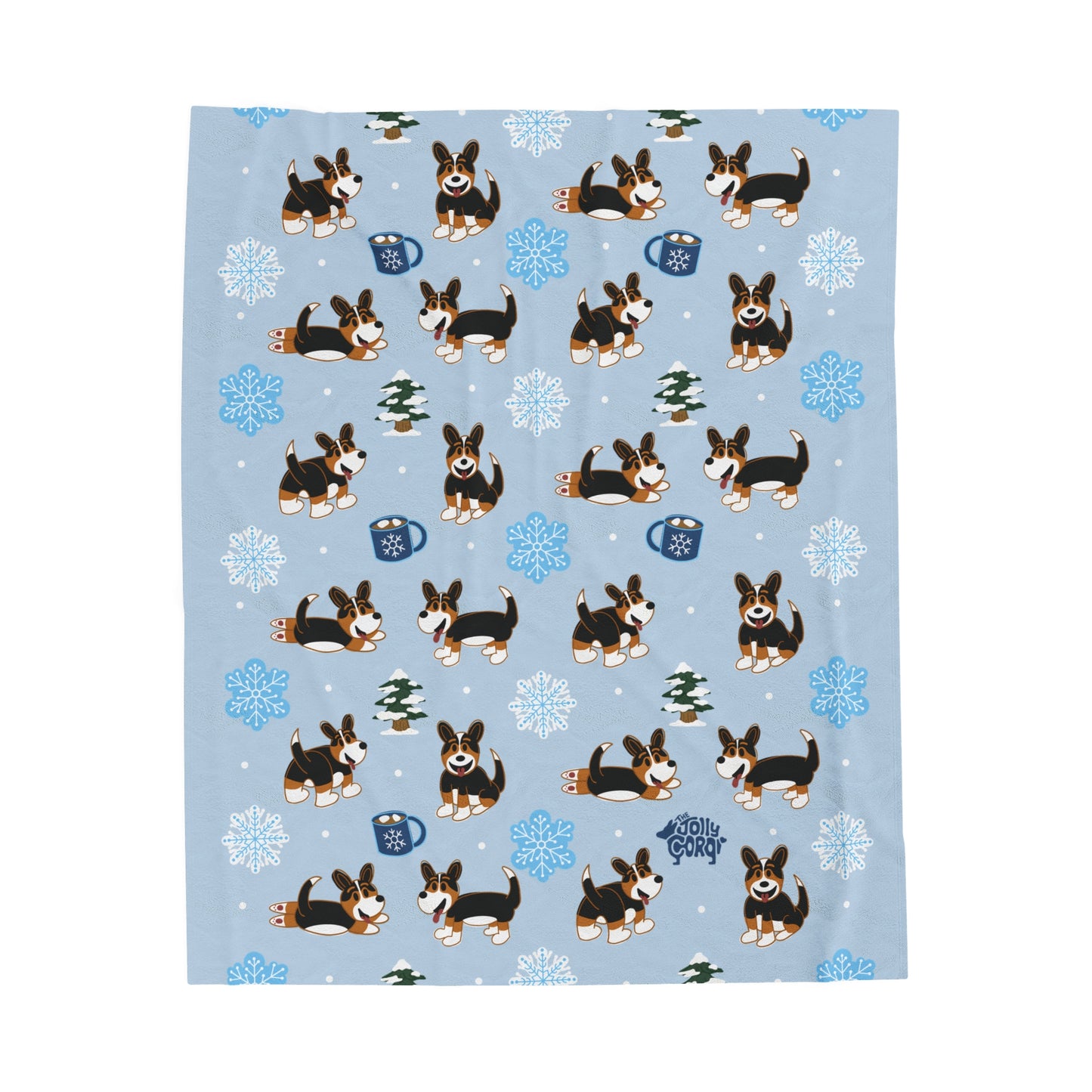 Black Headed Tri Corgi Full Tail- Winter Velveteen Blanket - The Jolly Corgi