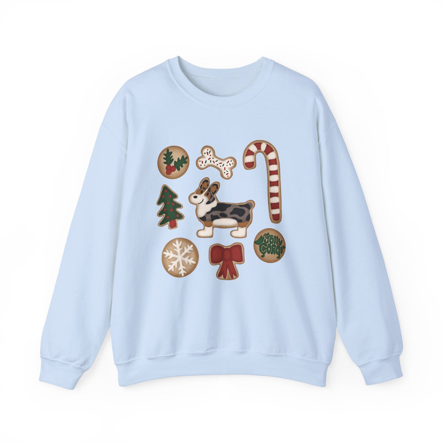 Merle Corgi Docked - Christmas Cookie Crewneck Sweatshirt - The Jolly Corgi