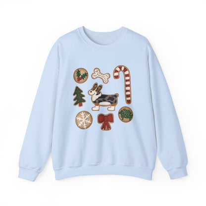 Merle Corgi Docked - Christmas Cookie Crewneck Sweatshirt - The Jolly Corgi