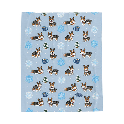 Merle Corgi Docked - Winter Velveteen Blanket - The Jolly Corgi