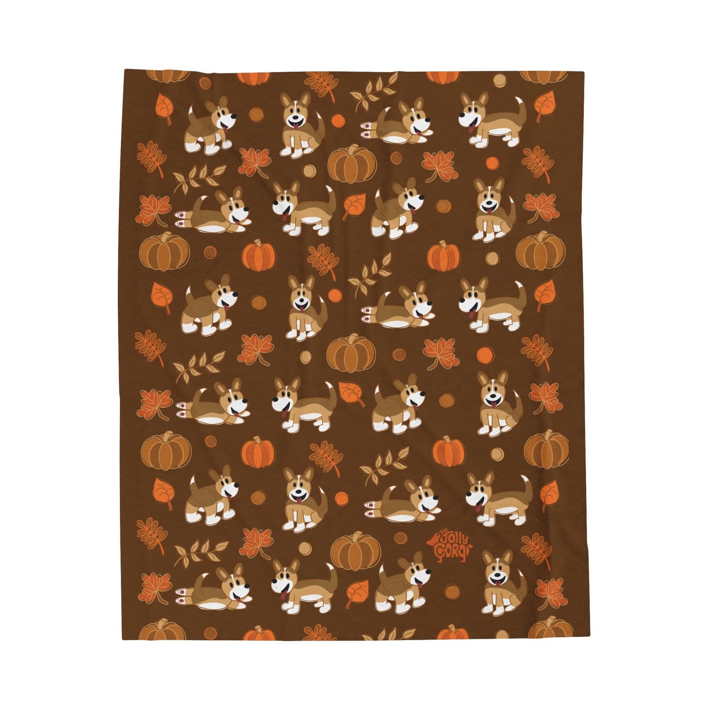 Sable Corgi Full Tail - Brown Autumn Velveteen Blanket - The Jolly Corgi