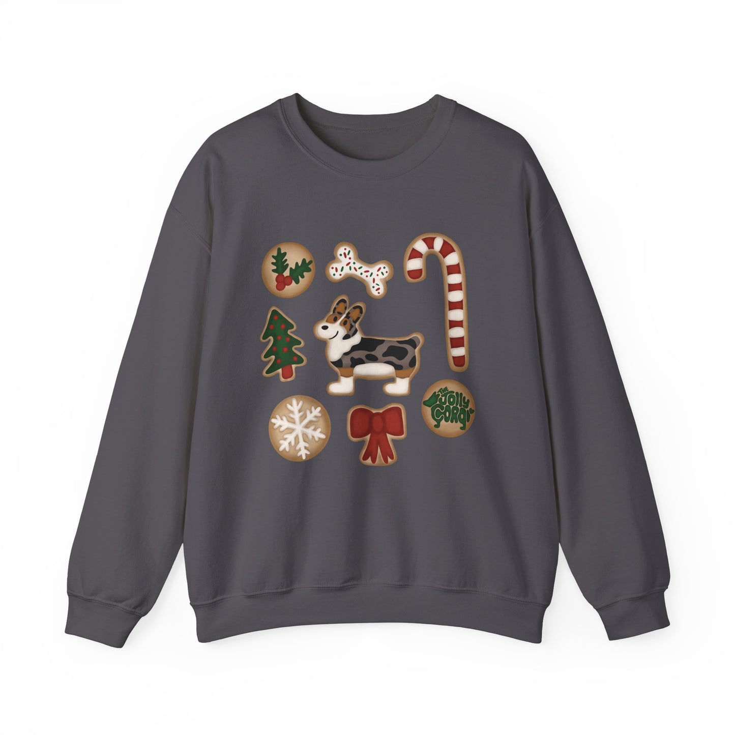 Merle Corgi Docked - Christmas Cookie Crewneck Sweatshirt - The Jolly Corgi